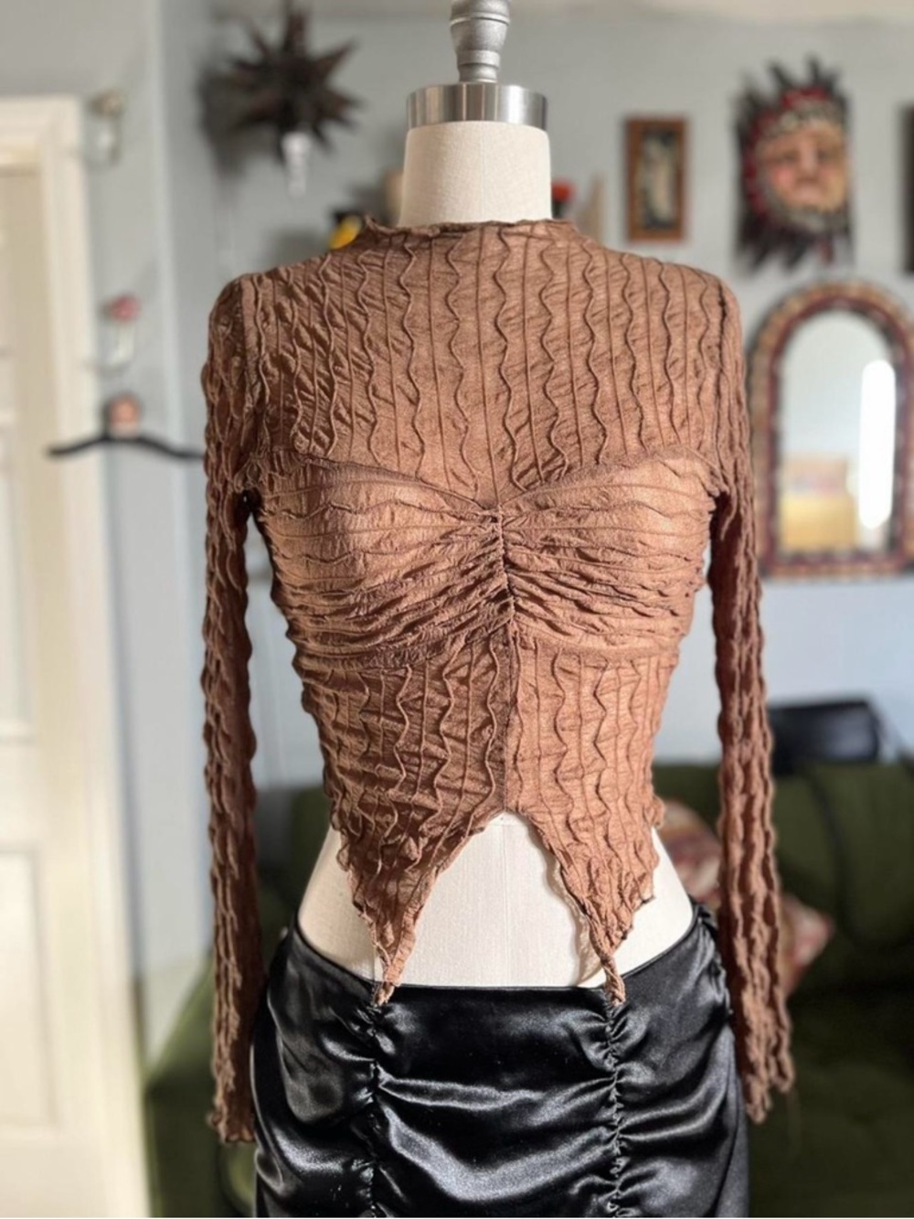 Brand new Windsor sheer ruched longsleeve
